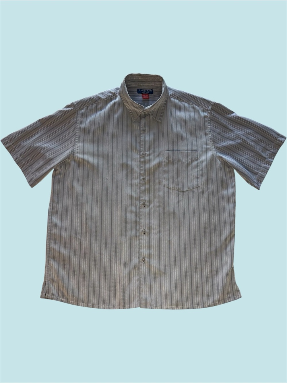 Puritan Men's Light Blue Striped Casual Button Down Shirt